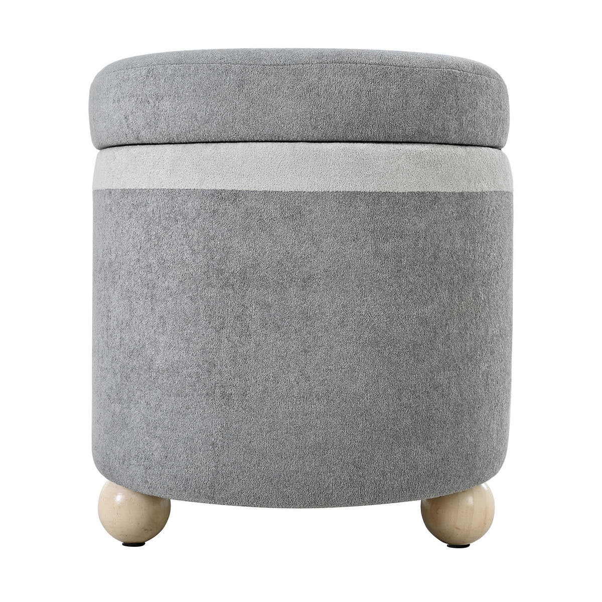 AUFBEWAHRUNGSTRUHE fleece grau 110 cm mit holzbeinen - Grau, Textil (110/47/41cm) - Urban Meuble