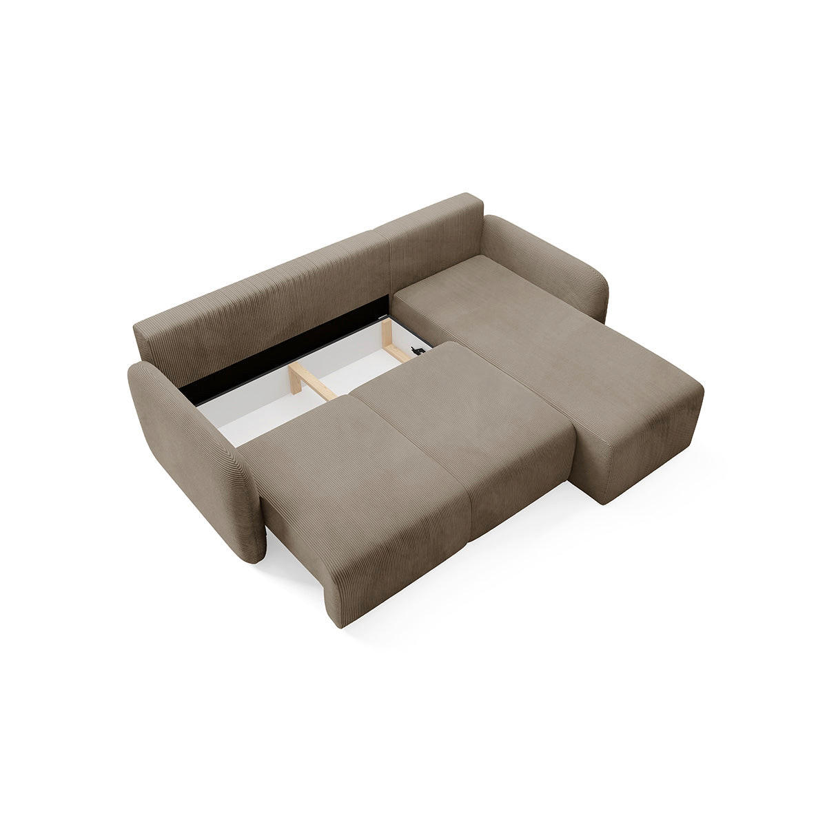 ROHOVÁ SEDAČKA Dora 3 miesta na sedenie Taupe - taupe, drevo (245/185cm) - Petits-meubles