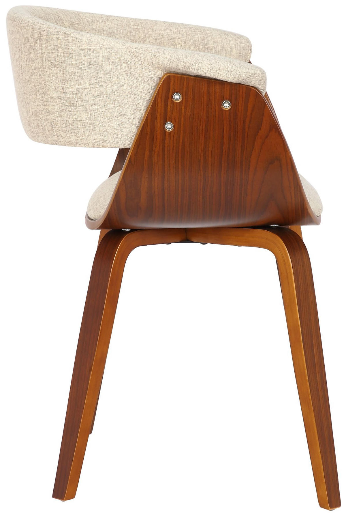 ARMLEHNENSTUHL 2er Set Stoff Walnuss/Creme - Walnussfarben/Creme, Holz/Textil (60/75/55cm) - CLP