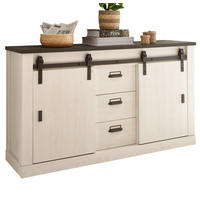 AKTENSCHRANK weiß Pinie, anthrazit Landhaus, Sideboard 162 cm mit Soft-Close - Anthrazit/Weiß, Holzwerkstoff/Metall (162/91/43cm) - Furn.Design