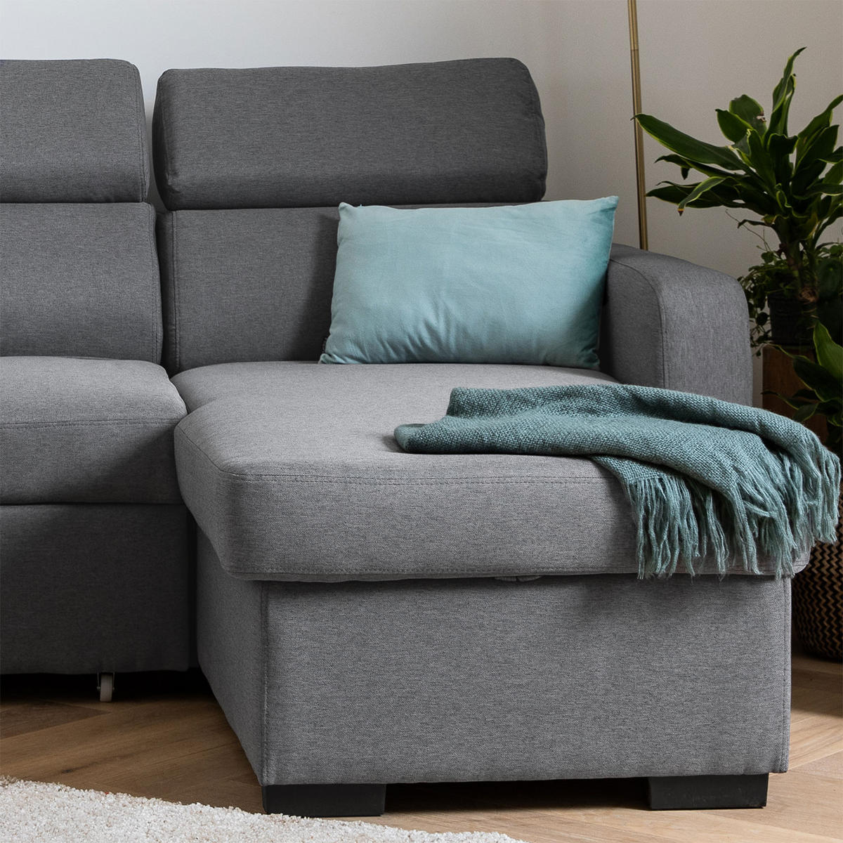 ECKSOFA WARREN Grau 3 Plätze - Grau, Textil (168/236cm) - Happy Garden