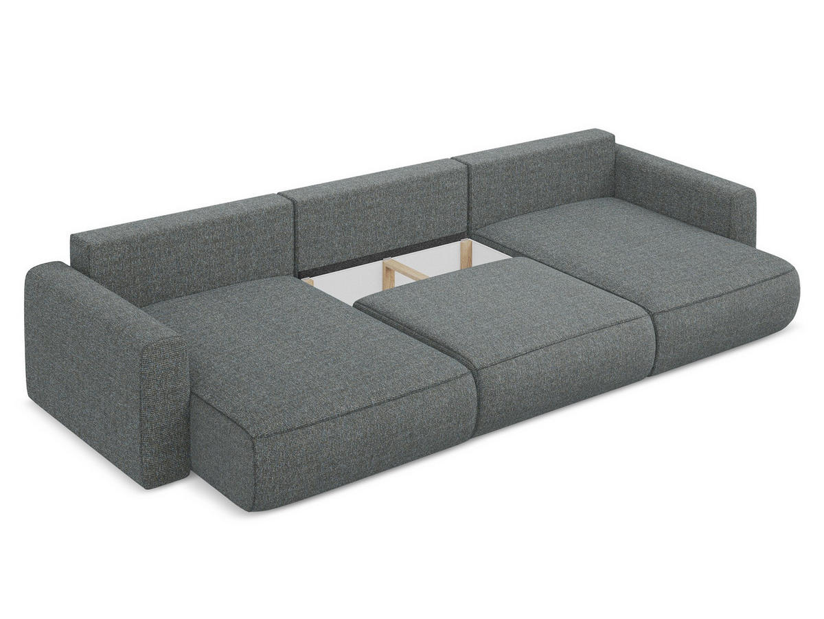 WOHNLANDSCHAFT Strukturstoff Stoff Grau - Dunkelgrau/Schwarz, Kunststoff/Textil (340/82/149cm) - Makamii