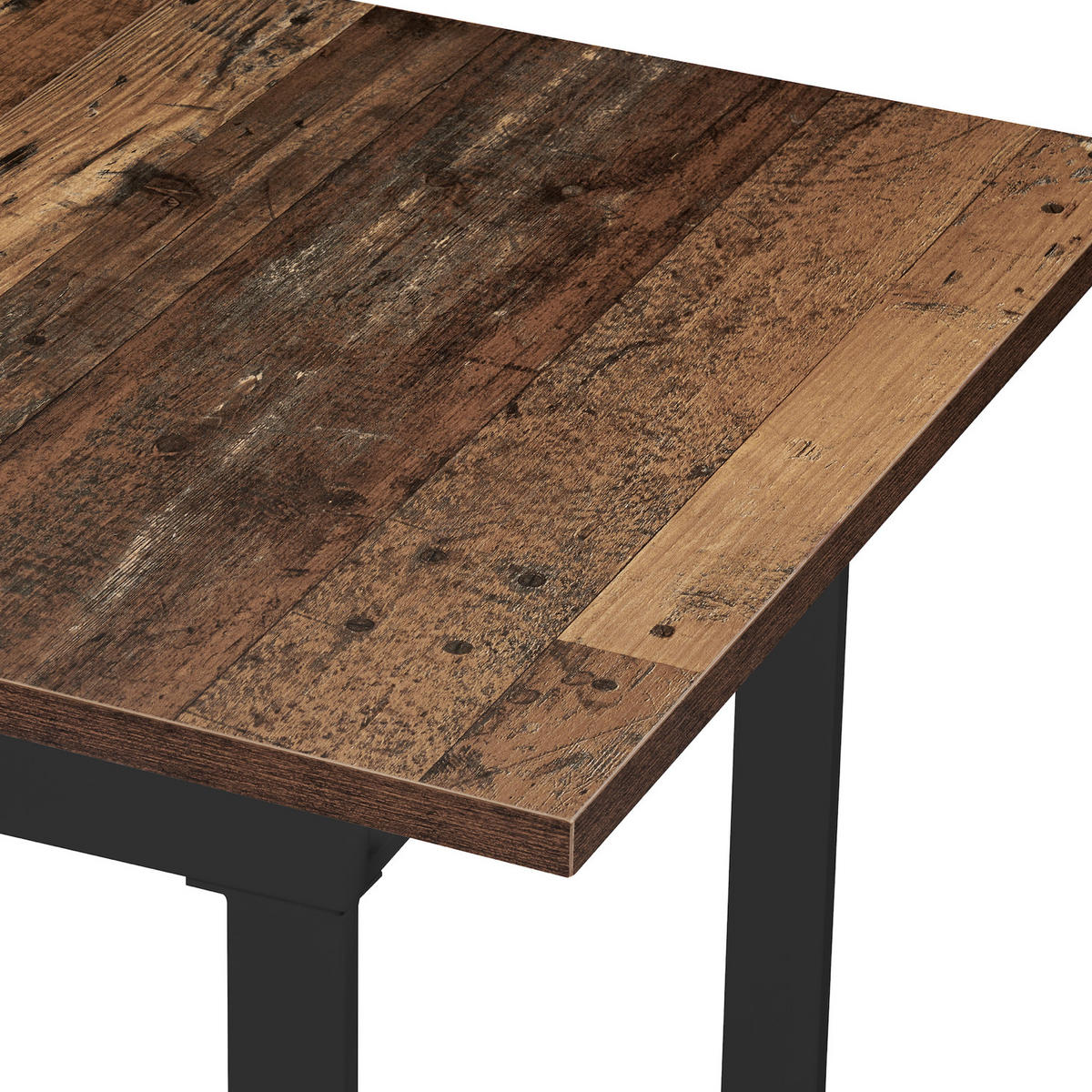 ESSTISCH ANNA 120-160/80/76 cm Texas-Eiche - Schwarz/Braun, Holzwerkstoff/Metall (80/120/77cm) - B&D Home