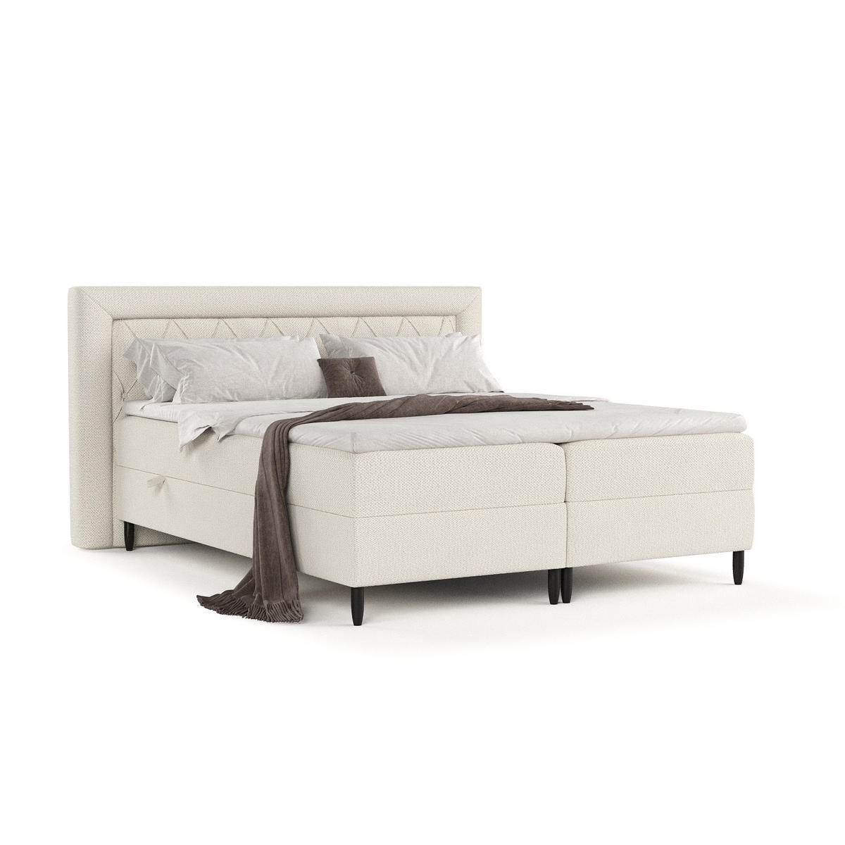 BOXBETT Avani Beige 160/200 cm - Beige/Schwarz, Holz/Holzwerkstoff (160/200cm) - Maison de Reve