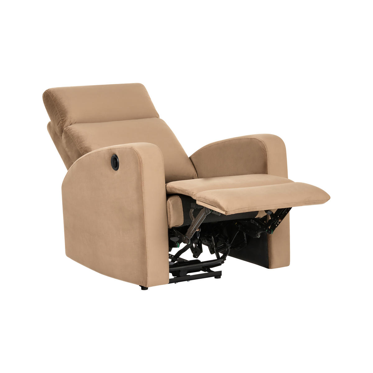 ELEKTRISCHER Fernsehsessel Samtstoff Hellbraun Verdal - Hellbraun/Braun, Textil (78/100/73cm) - Beliani