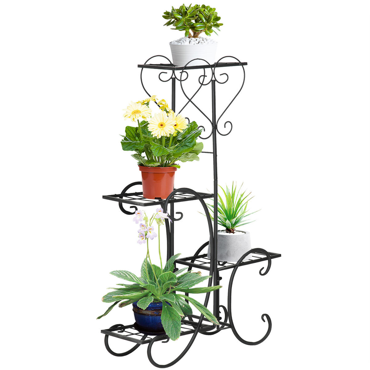 BLUMENSTÄNDER DE-05340 4 Ebenen, Metall Schwarz - Schwarz, Metall (45/24.5/80cm) - ComfortXL