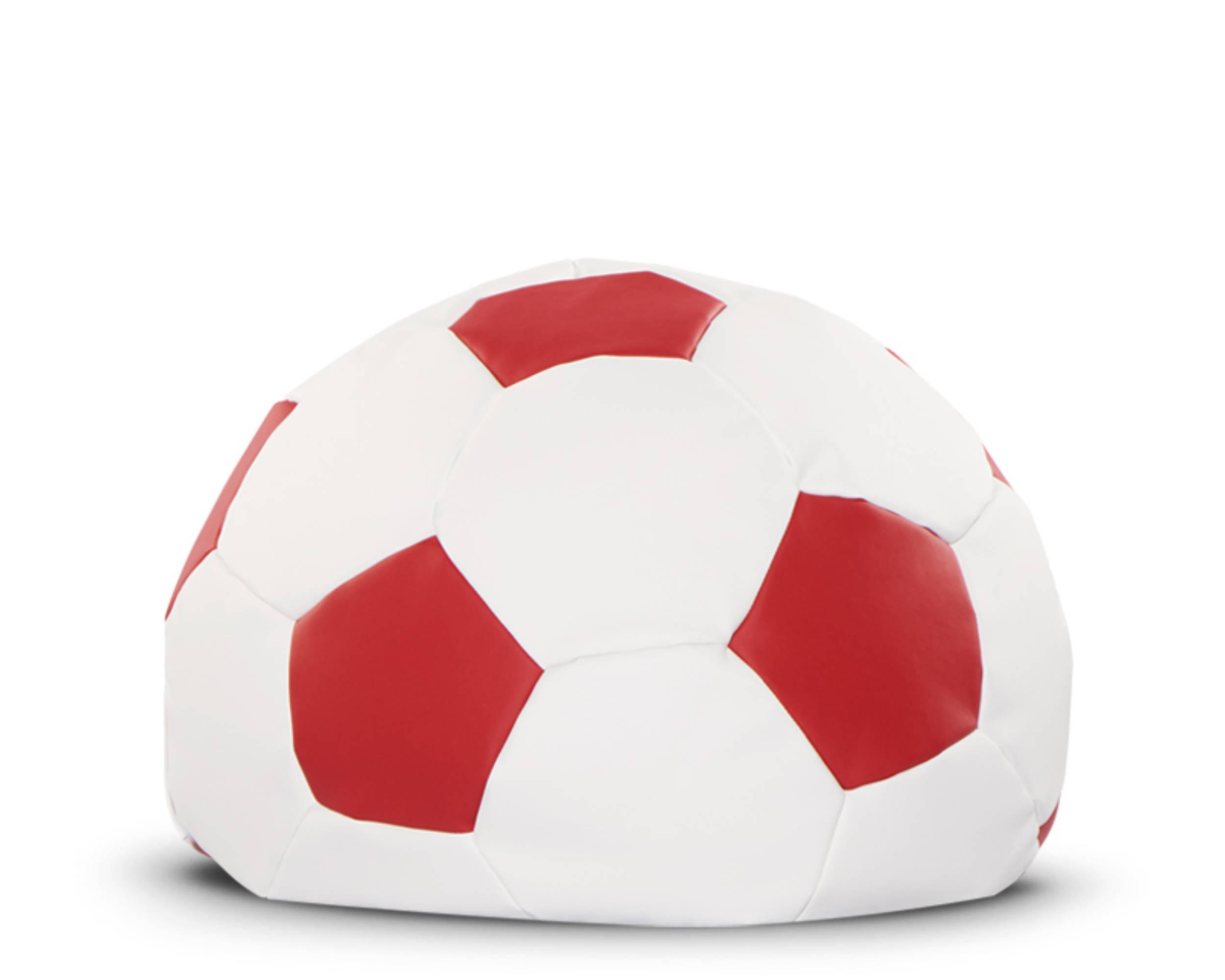 BALL-POUF BERBO Für Fußballfans, rot/weiß - Rot/Weiß, Leder/Kunststoff (70/70cm) - KONSIMO®