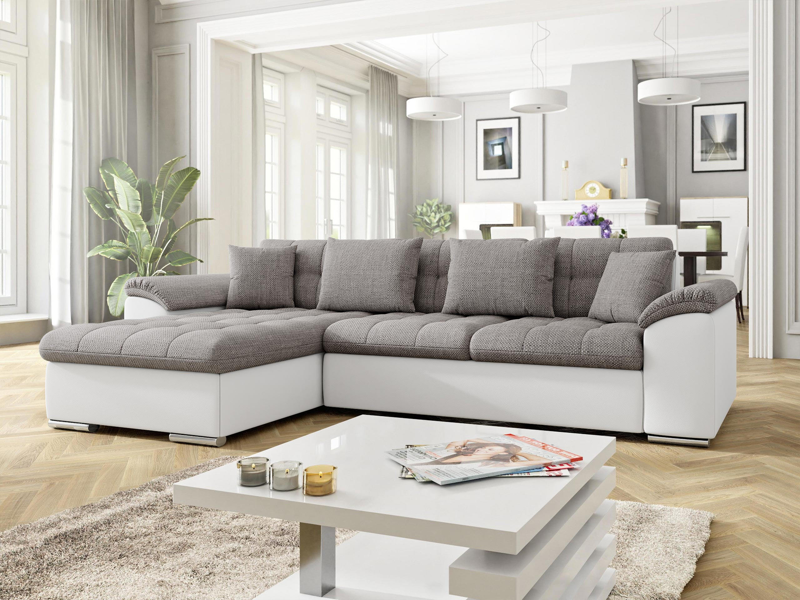 ECKSOFA Diana, Seite: Links - Weiß, Holz/Textil (280/160cm) - MIRJAN24