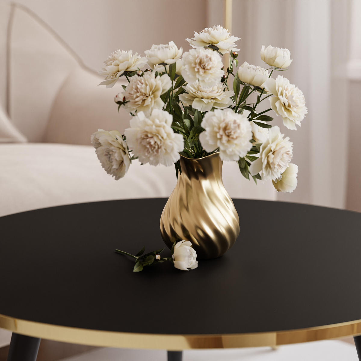 COUCHTISCH SOLEIL rund, Schwarz Matt - Schwarz, Holzwerkstoff (70/70/47cm) - Lookway