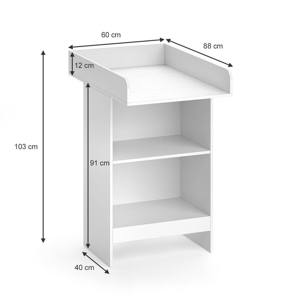 WICKELKOMMODE Leo Weiß 60 x 103 cm - Weiß, Holzwerkstoff (60/103/88cm) - Vicco