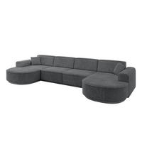 WOHNLANDSCHAFT MARI-U2 - 380x163x81 cm Dunkelgrau Cord - Dunkelgrau/Schwarz, Holzwerkstoff/Kunststoff (380/81/163cm) - ALTDECOR