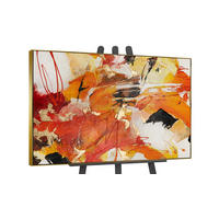 GEMÄLDE Orangene Explosion II Schattenfugenrahmen Gold 180x120 cm - Goldfarben, Holz (180/120cm) - YS-art gallery