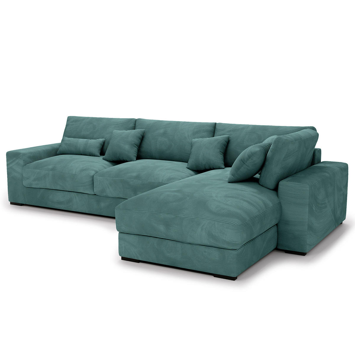 ECKSOFA mit Longchair - Blaugrau/Schwarz, Kunststoff/Textil (340/205cm) - home24