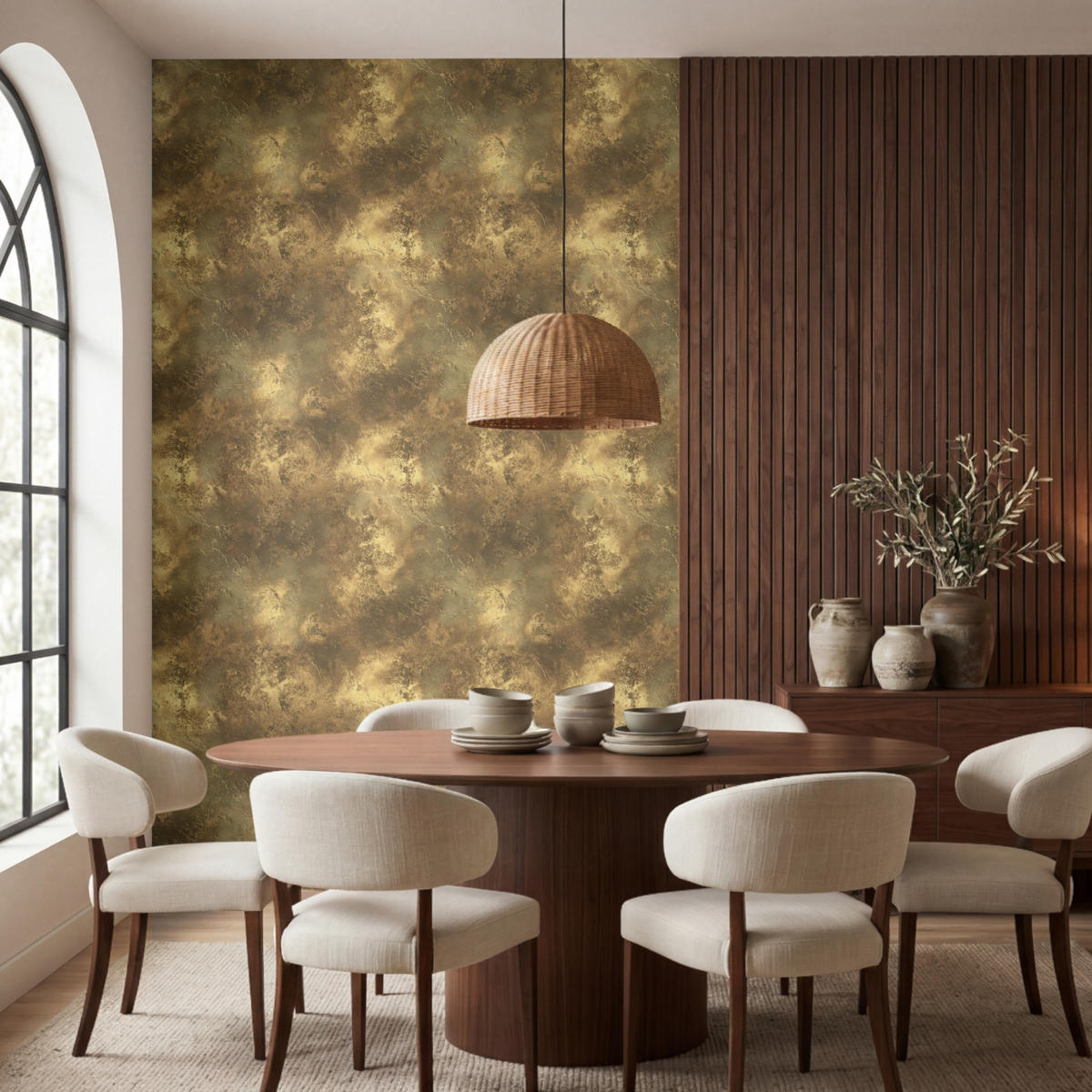 TAPETE - Antik - Metallic-Look - Gold - 200x300 cm - Messingfarben, Papier (200/300cm) - OnlyWow