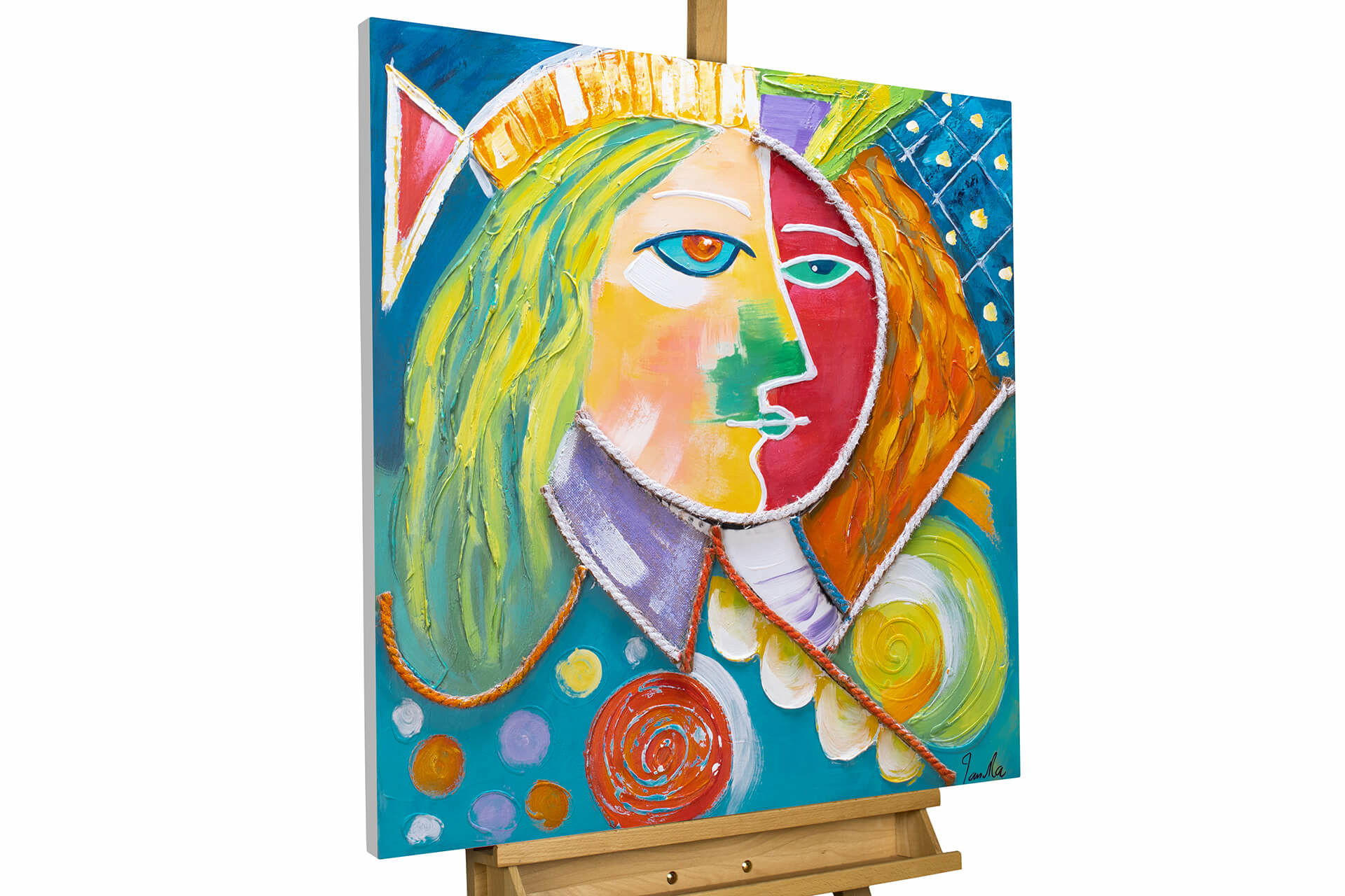 ACRYLBILD HANDGEMALT 80/80 cm - Multicolor, Holz/Textil (80/80cm) - KUNSTLOFT