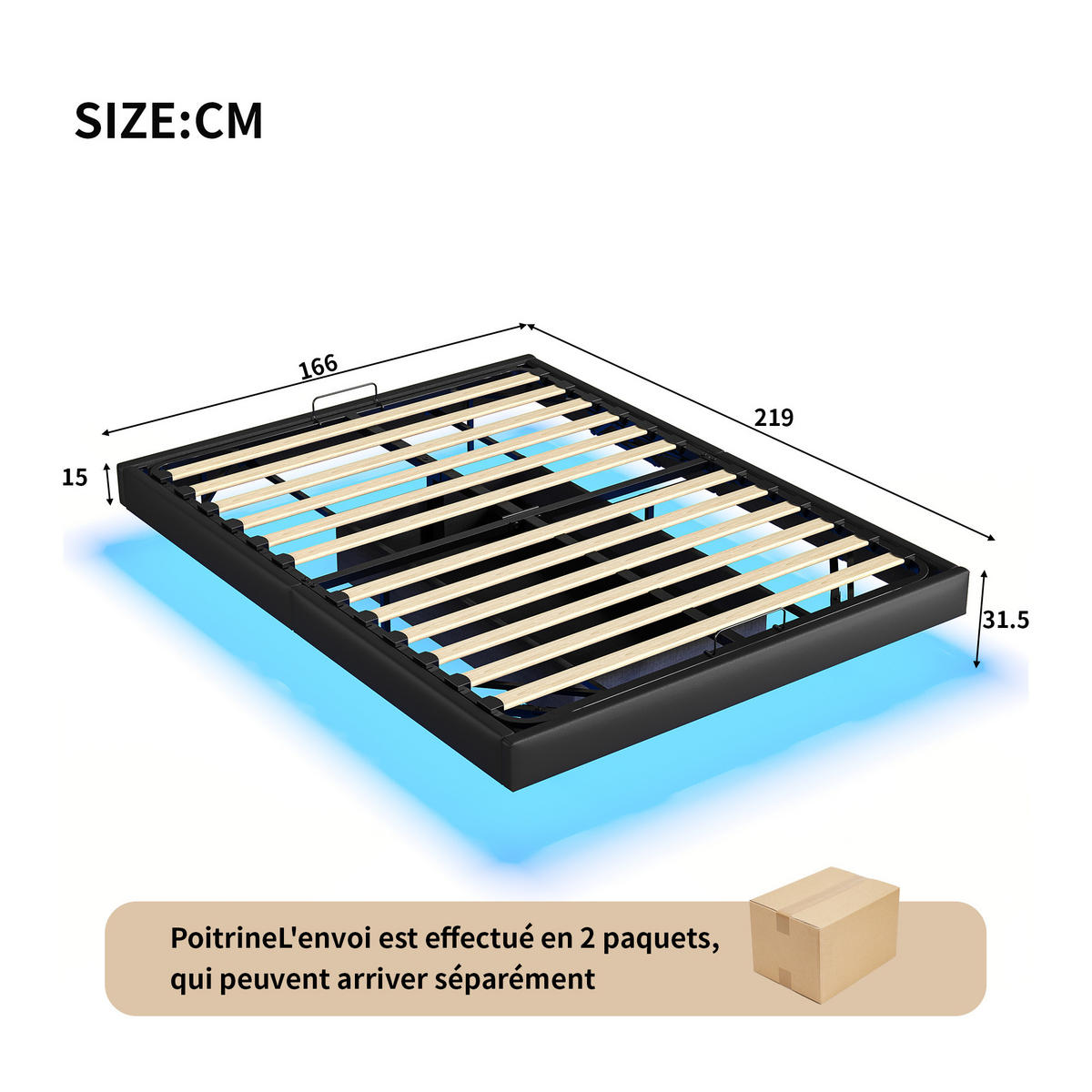 POLSTERBETT 160x200 cm mit LED, Leinenbett, Lattenrost, Doppelbett, Schwarz - Schwarz, Textil/Metall (160/200cm)