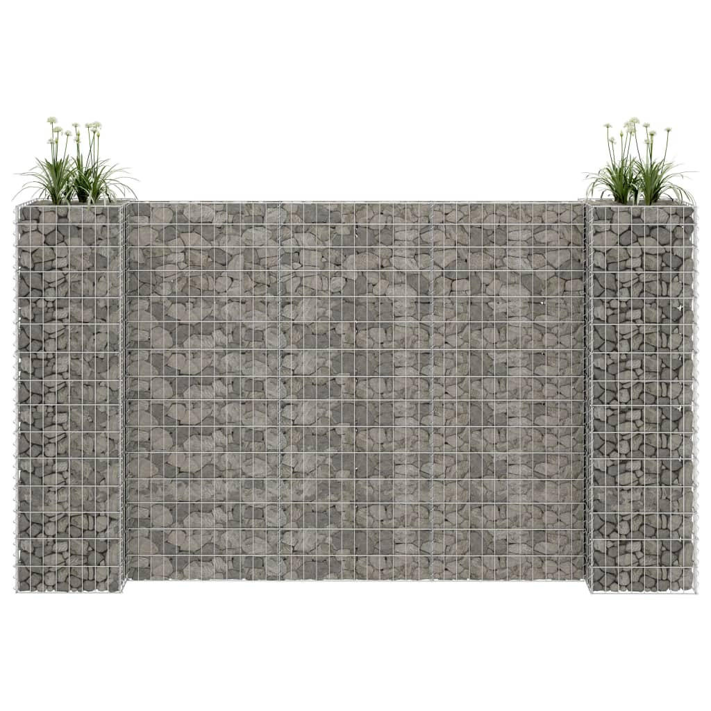 H-FÖRMIGER Gabionen-Pflanzkorb Stahldraht 260x40x150 cm - Silberfarben, Metall (260/150/40cm)