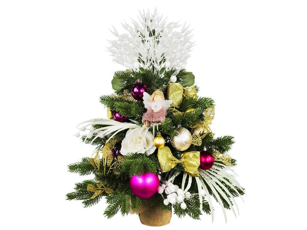 Laalu Weihnachtsbaum Grün, Weiß, Pink, Gold 60 cm