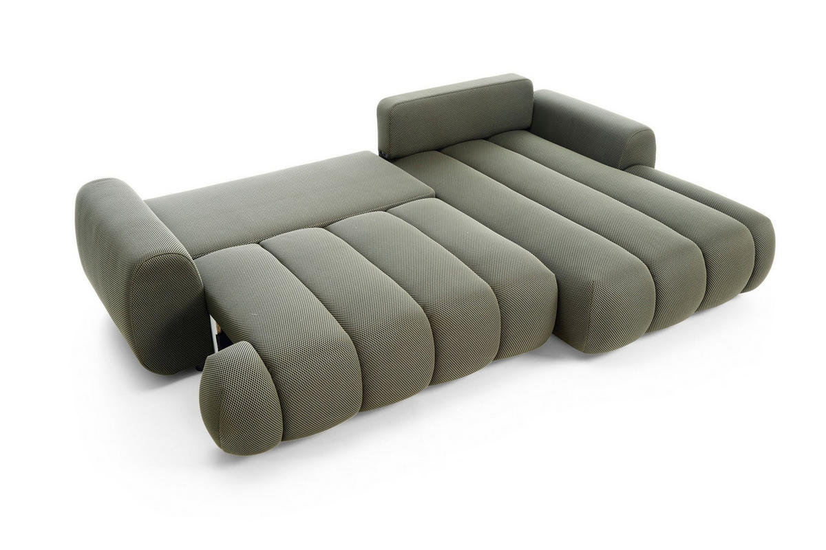 ECKSOFA SITO Grün Jersey mit Schlaffunktion - Grün, Holz (272/168cm) - MASSENO