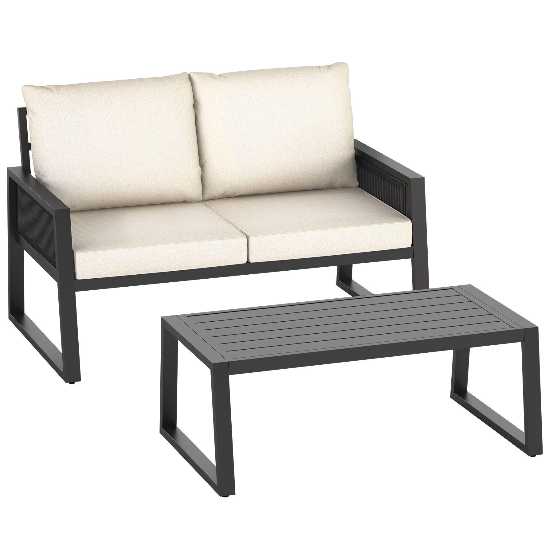 GARTENLOUNGE-SET Captive,höhenverstellbare Füße,anthrazit - Anthrazit, Kunststoff/Metall - tectake