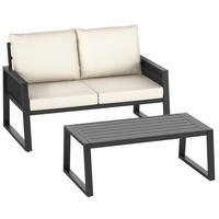 ALUMINIUM GARTEN-LOUNGE SET Captive, höhenverstellbare Füße, anthrazit - Anthrazit, Kunststoff/Metall - tectake