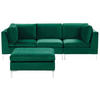 3-SITZER-SOFA Samtstoff grün mit Ottomane Evja - Grün, Textil (235/84/85cm) - Beliani