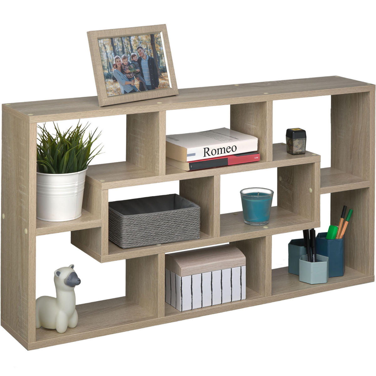 WANDREGAL Kassandra,85 x 48 x 16 cm,Holz hell, Eiche Sonoma - Eiche Artisan, Holz (48/16/85cm) - tectake