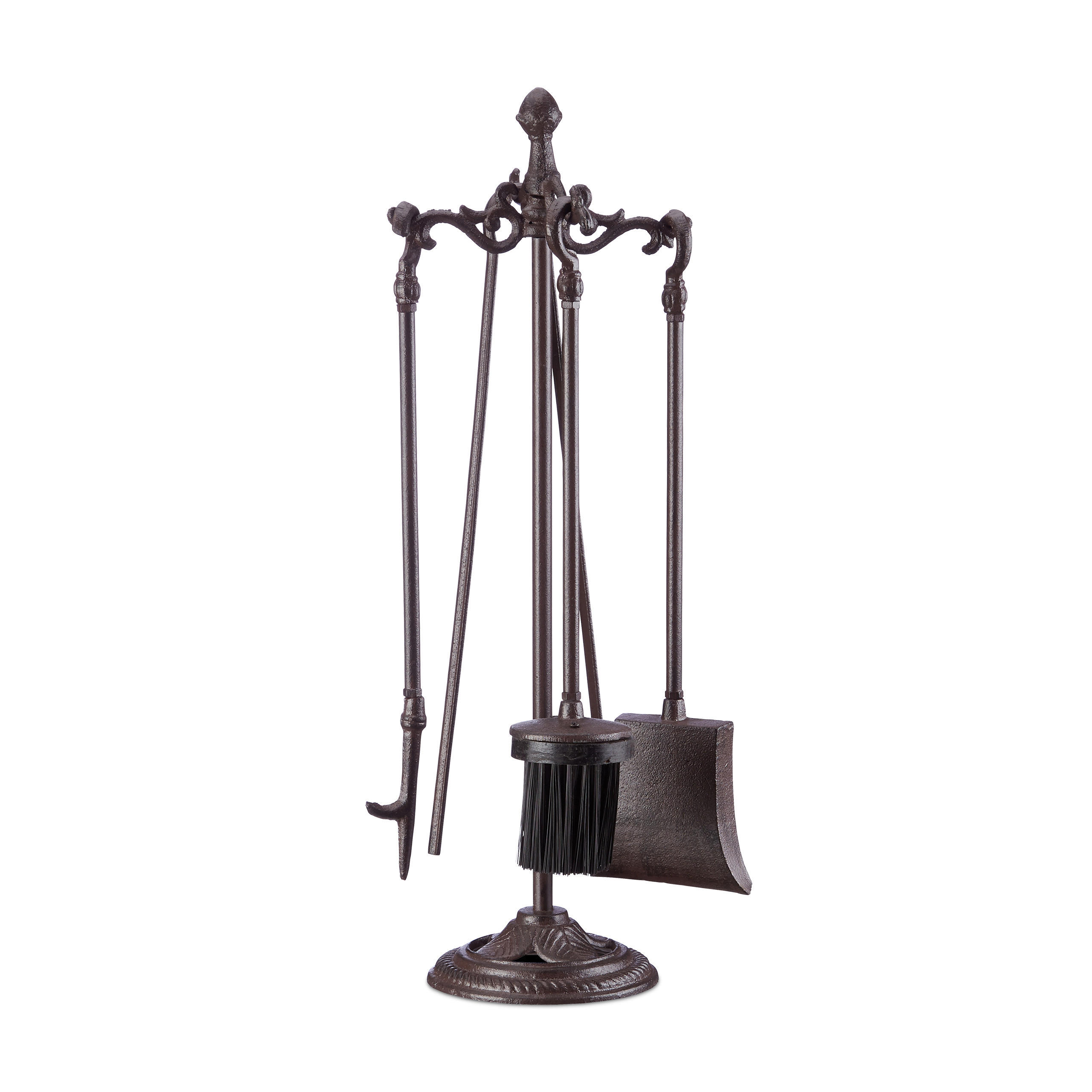 KAMINBESTECK 5-teilig - Braun, Metall (18/51/18cm) - Relaxdays