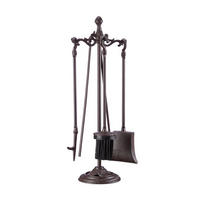 KAMINBESTECK 5-teilig - Braun, Metall (18/51/18cm) - Relaxdays
