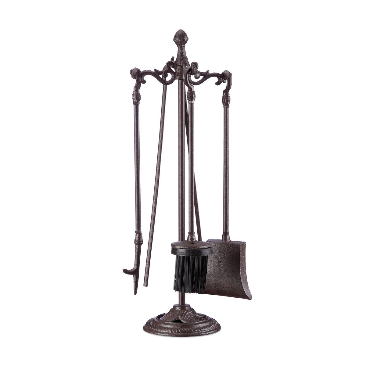 KAMINBESTECK 5-teilig - Braun, Metall (18/51/18cm) - Relaxdays
