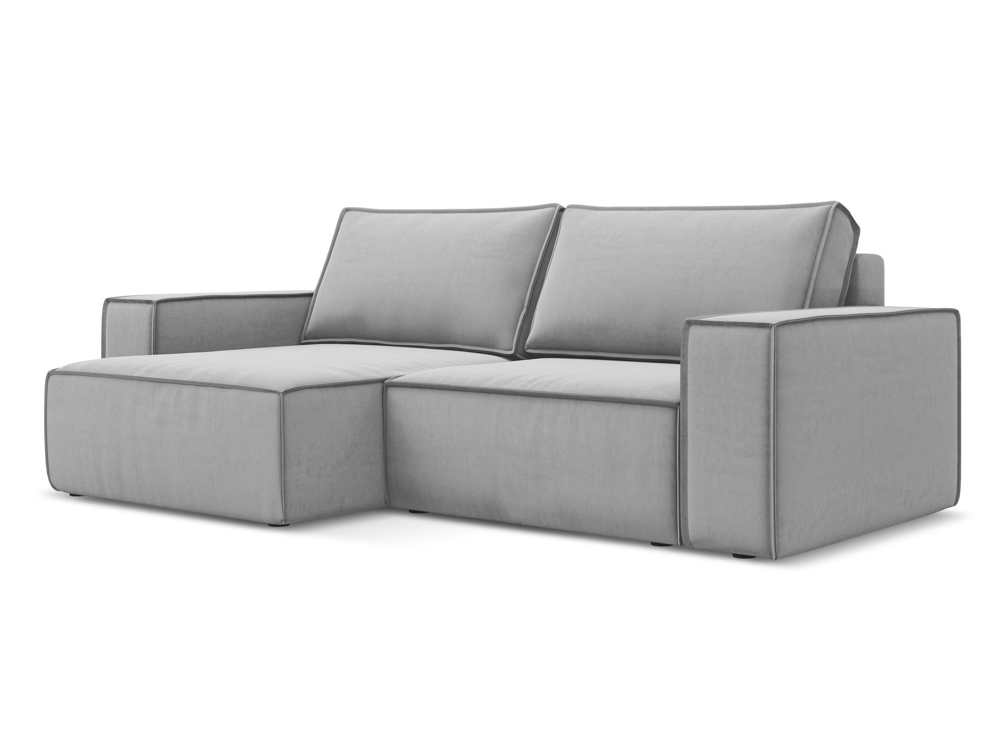 ECKSOFA mit Schlaffunktion Samt Stoff Grau - Schwarz/Grau, Kunststoff/Textil (148/257cm) - Makamii
