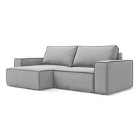 ECKSOFA mit Schlaffunktion Samt Stoff Grau - Schwarz/Grau, Kunststoff/Textil (148/257cm) - Makamii
