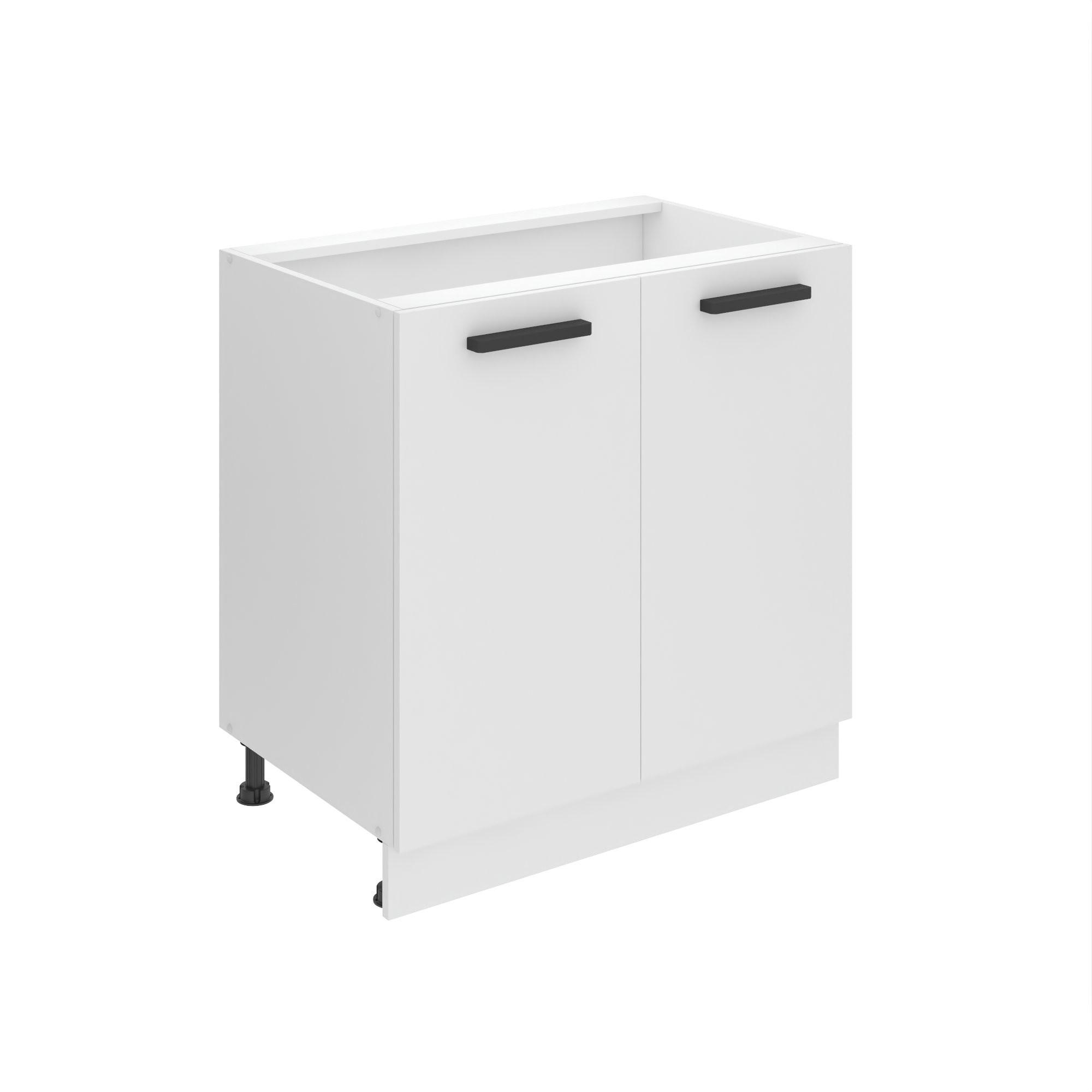 KÜCHENUNTERSCHRANK 80 cm SD, ohne Arbeitsplatte, mit 2 Türen, Weiß matt - Weiß Hochglanz, Holz (80/82/51.6cm) - B BELINI GROUP