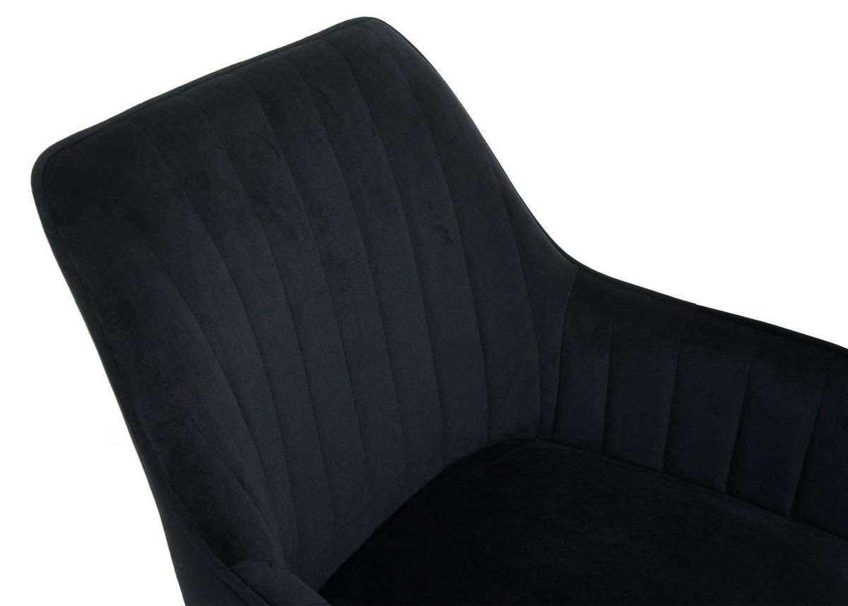 DREHSTUHL HxBxT 87x58x58cm Sitzhöhe 46cm Samt mit Armlehne goldenes Fußkreuz Schwarz - Schwarz, Textil (58/87/58cm) - PROREGAL