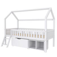 HAUSBETT 90/200 cm in Weiß mit Anti-Drop-Geländer - Weiß, Holz (90/200cm) - KOMHTOM