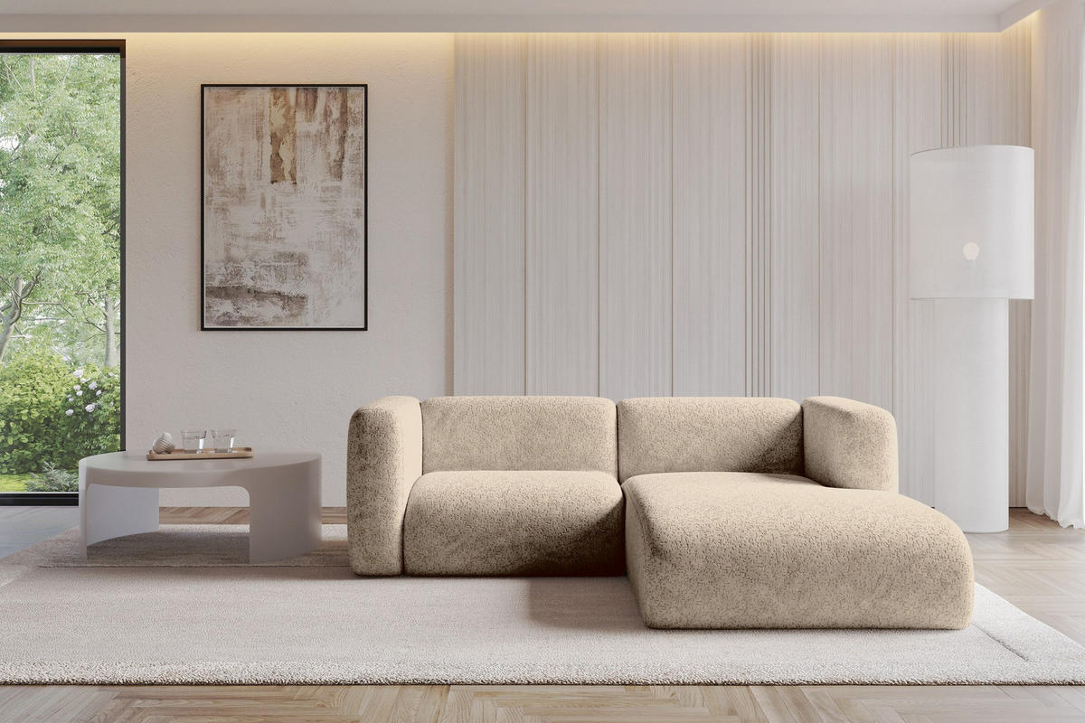 ECKSOFA Ottomane Rechts MIRA-L1 227x179x89 Braun Velours - Schwarz/Braun, Holzwerkstoff/Kunststoff (227/179cm) - ALTDECOR
