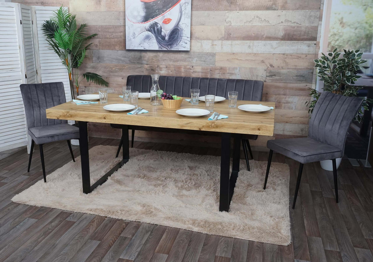 ESSZIMMER-SET Grau 3er-Set - Grau, Textil (160/90/64cm) - MCW