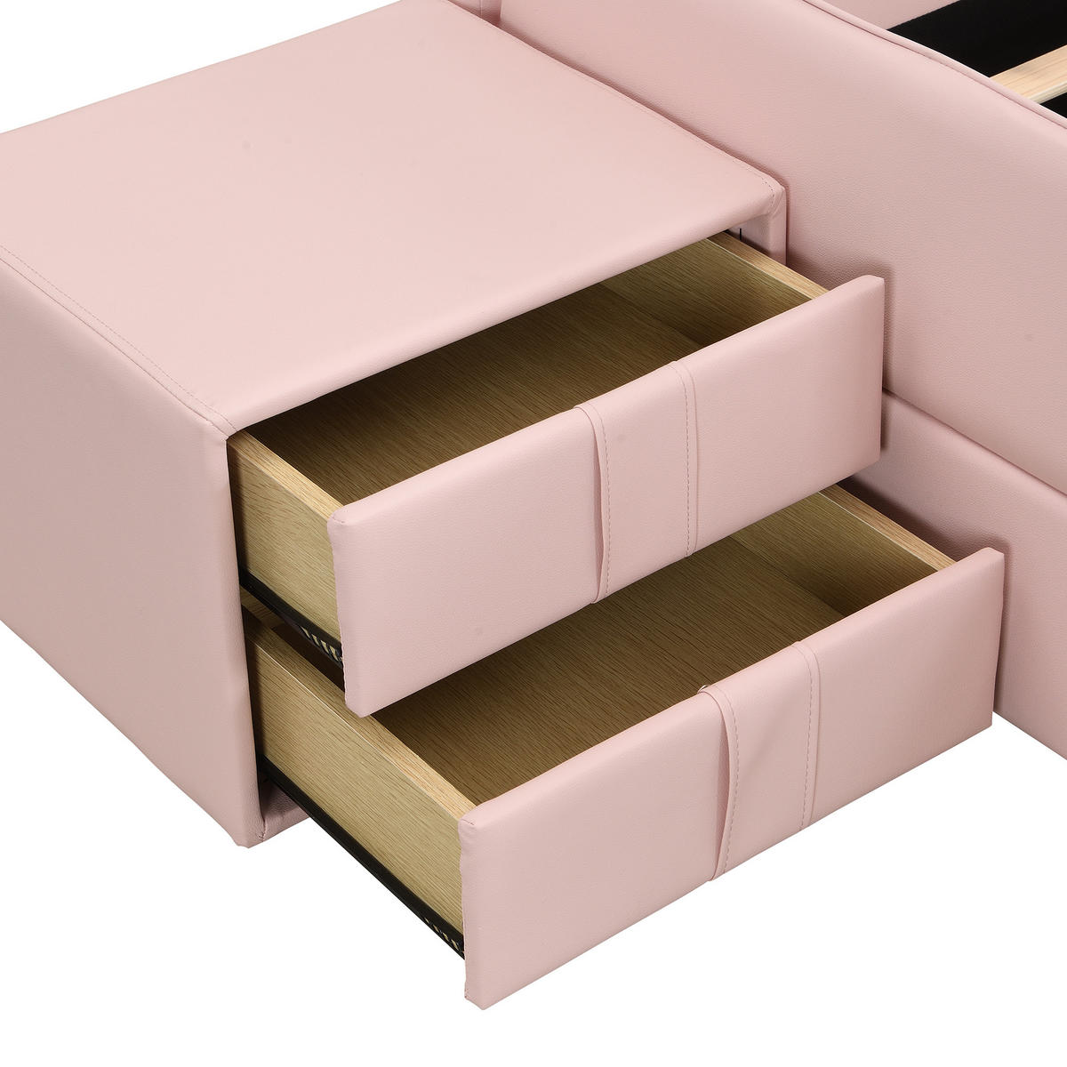 KINDERBETT 90/200 cm in Rosa mit Nachttisch, Schublade und Bären-Kopfteil - Rosa, Holzwerkstoff/Textil (90/200cm) - STILVORA