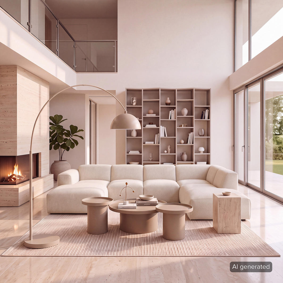 WOHNLANDSCHAFT mit Longchair - Beige/Schwarz, Kunststoff/Textil (325/71/235cm) - home24