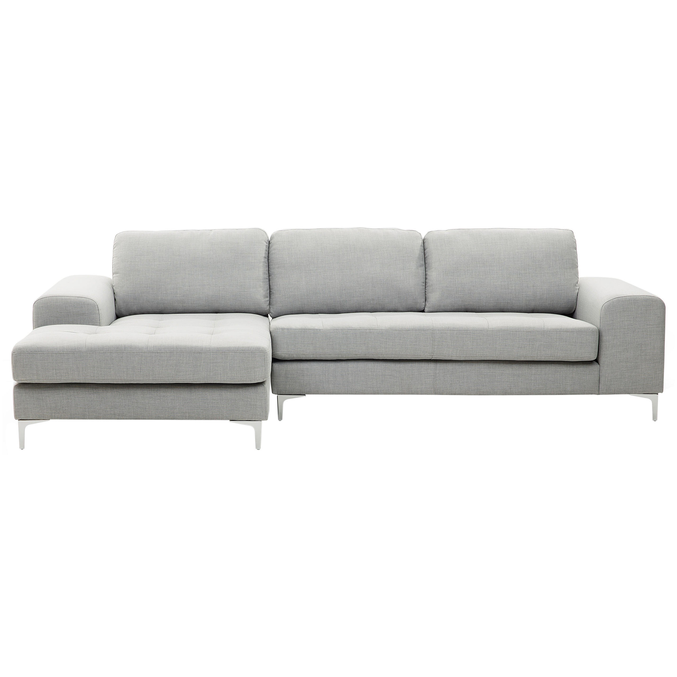 4-SITZER-ECKSOFA Polyester Grau Kiruna - Hellgrau, Textil (290/148cm) - Beliani