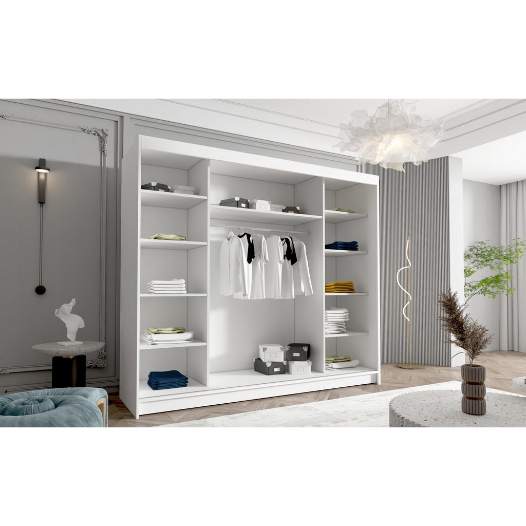 Thumbnail - Sofnet Schwebetürenschrank, Schwarz, Holzwerkstoff, Rechteckig, 250x215x58 cm, Schlafzimmer, Kleiderschränke, Schwebetür...