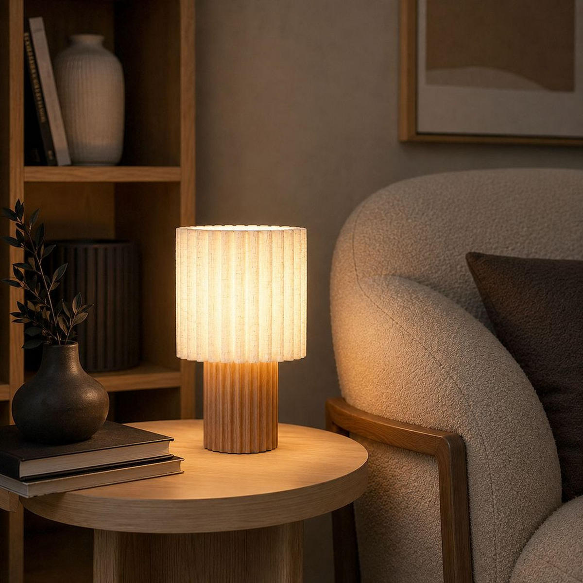 NACHTTISCHLAMPE JANNIE Holz Braun Retro - Braun, Holz (18/18/30cm) - Globo Lighting