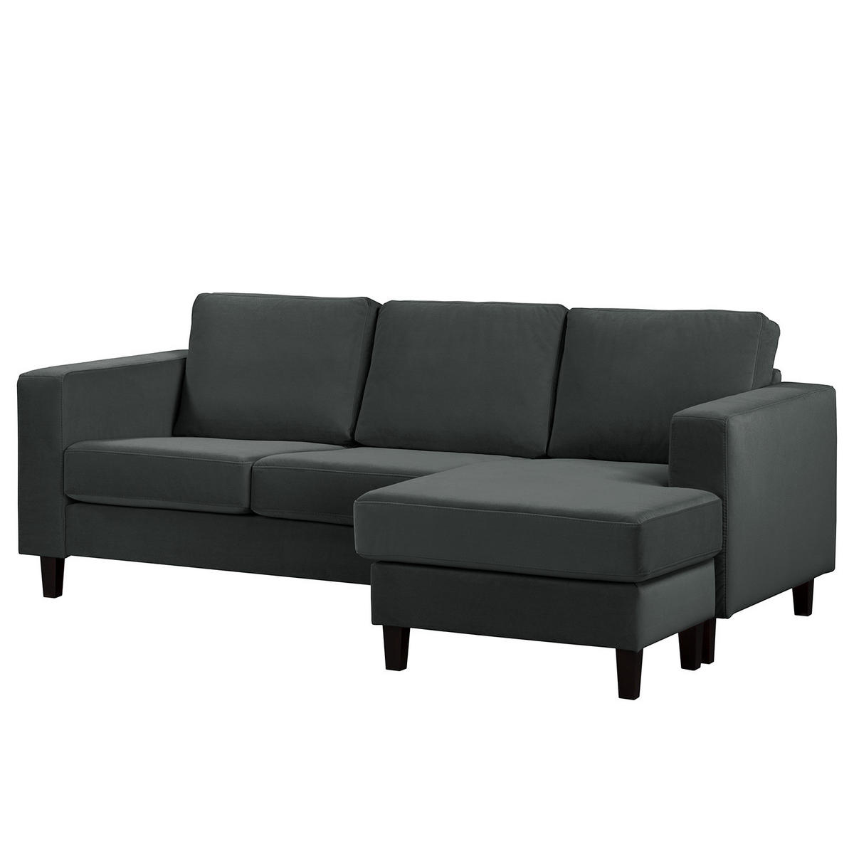 2-SITZER ECKSOFA mit Longchair - Dunkelgrau/Schwarz, Buchenholz/Textil (214/140cm) - home24