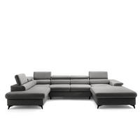 ECKSOFA U-Form PLAZA U Links mit Schlaffunktion 125x256 Velours Grau - Schwarz/Grau, Holz/Textil (350/95/210cm) - Muffo