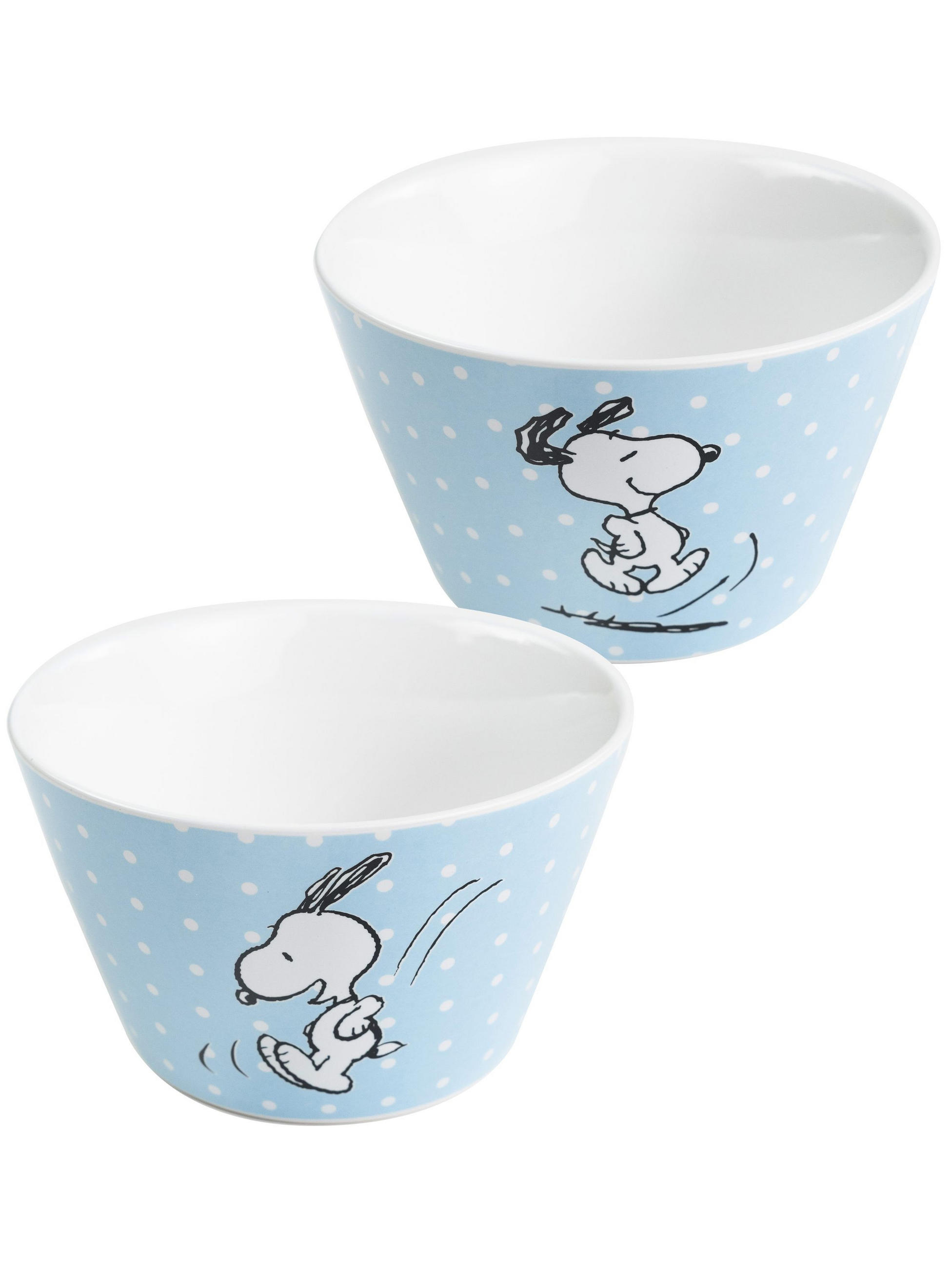 MÜSLISCHALE Snoopy Porzellan Blau mit Punkten 500 ml - Blau, Keramik (14cm) - United Labels