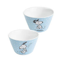 MÜSLISCHALE Snoopy Porzellan Blau mit Punkten 500 ml - Blau, Keramik (14cm) - United Labels