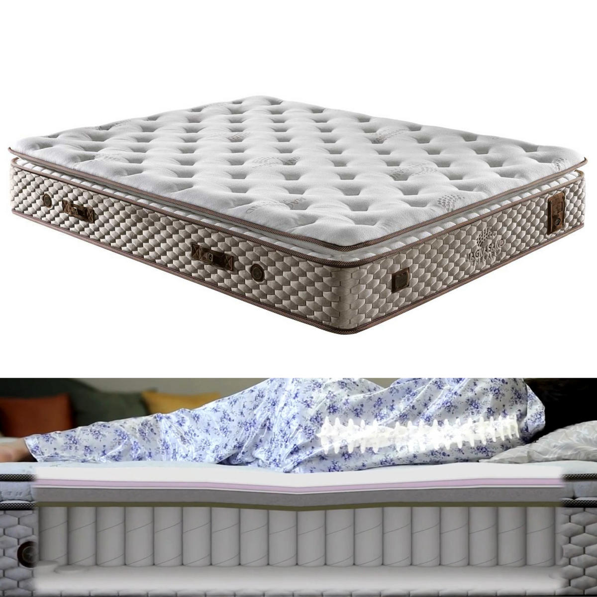 MATRATZE 180x200 Bambi Magnasand H3 Höhe 33 cm - Weiß, Textil (180/200cm)