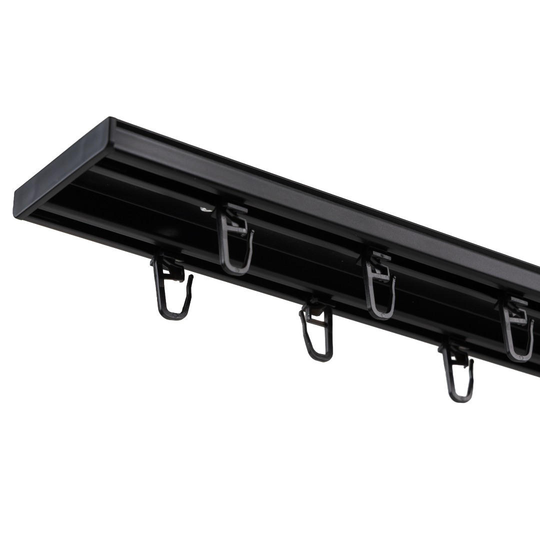 GARDINENSCHIENE LM, 2 läufig, 150 cm, schwarz - Schwarz, Metall (6.1/1.1/150cm) - SN Deco