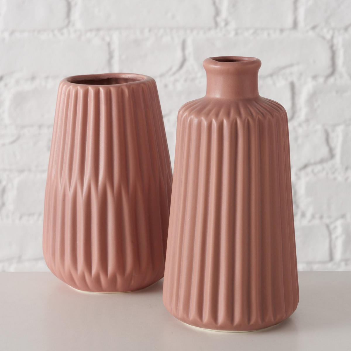 KERAMIKVASE handbemalt Esko 9,5/9,5/17 cm - Rosa, Keramik (17cm) - Boltze Home