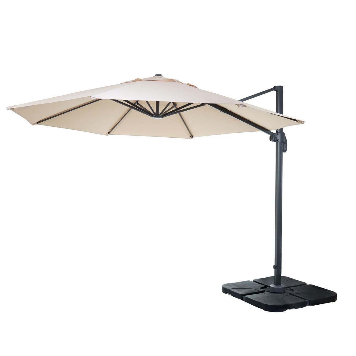 AMPELSCHIRM I RUND Cremeweiß 300/300 cm - Weiß, Textil (320/300cm) - MCW